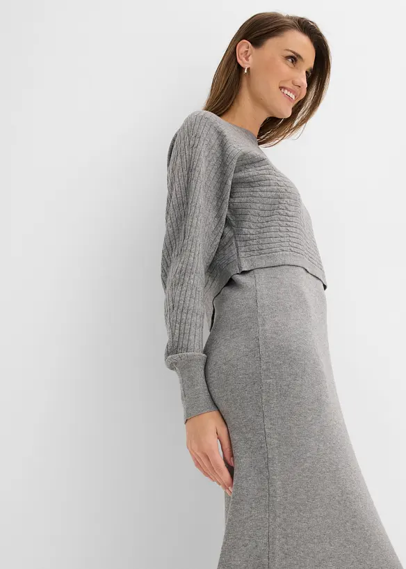 Abito in maglia e maglione abbinato (set 2 pezzi), bonprix