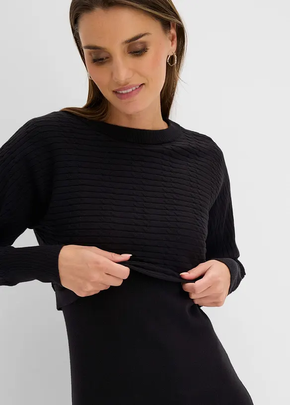 Abito in maglia e maglione abbinato (set 2 pezzi), bonprix
