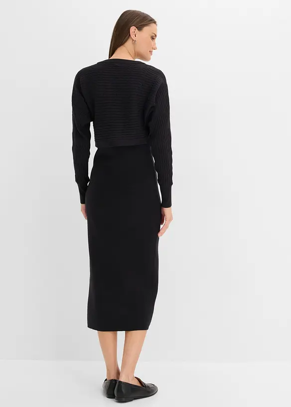 Abito in maglia e maglione abbinato (set 2 pezzi), bonprix