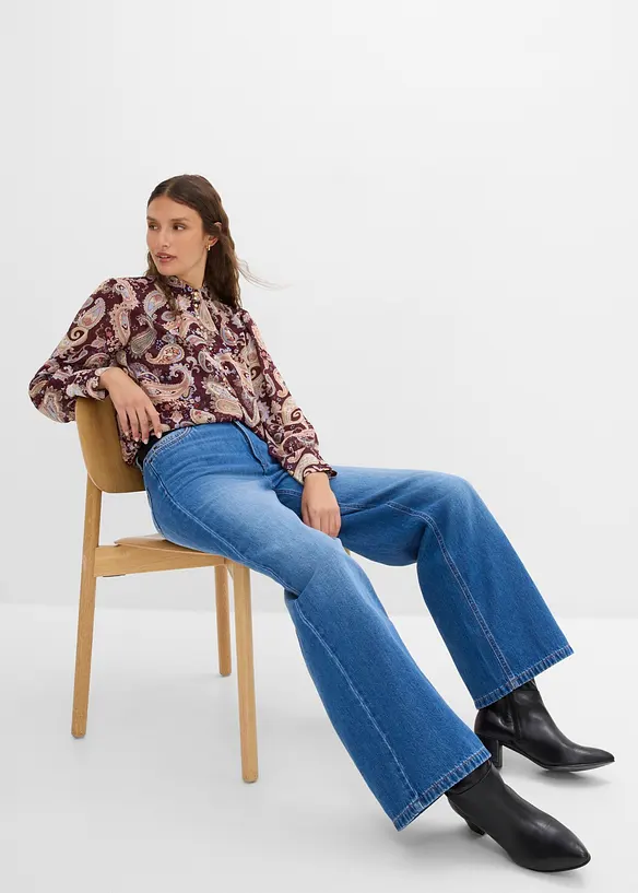 Jeans wide leg, vita alta, bonprix