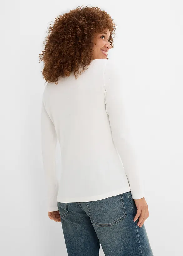 Maglia serafino a coste in puro cotone biologico (pacco da 3), bonprix