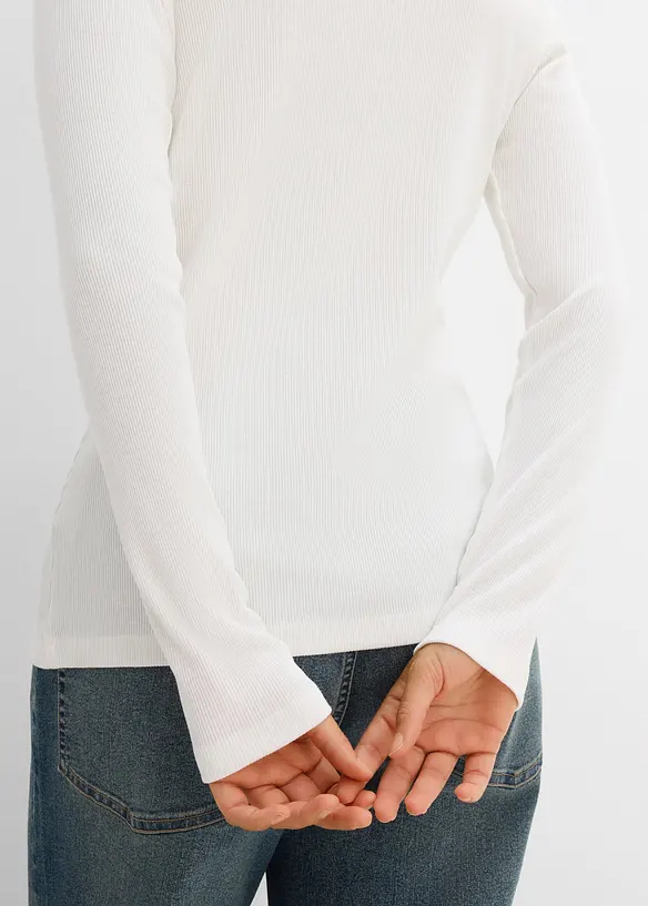 Maglia serafino a coste in puro cotone biologico (pacco da 3), bonprix