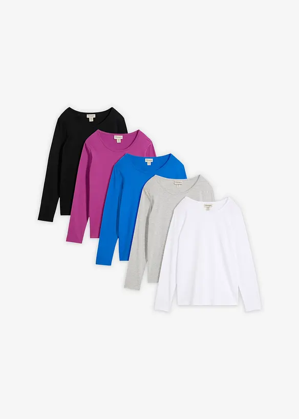 Maglia a maniche lunghe (pacco da 5), bonprix