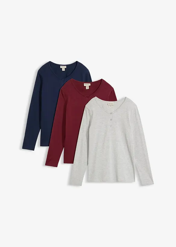Maglia a maniche lunghe (pacco da 3), bonprix