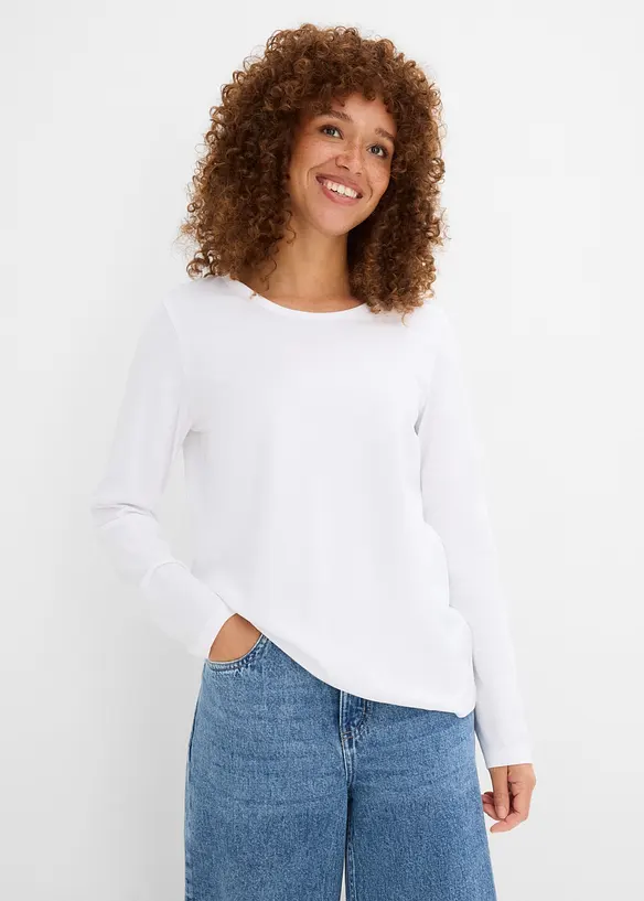 Maglia a maniche lunghe in puro cotone biologico (pacco da 3), bonprix