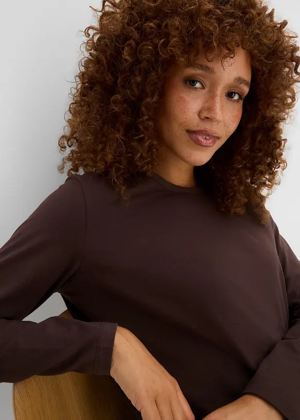 Maglia a maniche lunghe in puro cotone biologico (pacco da 3), bonprix