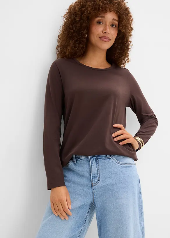 Maglia a maniche lunghe in puro cotone biologico (pacco da 3), bonprix