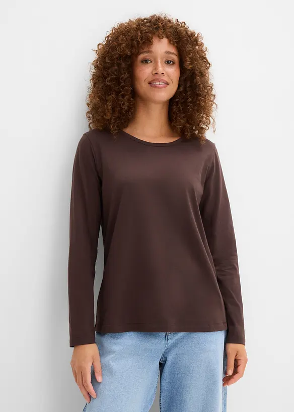 Maglia a maniche lunghe in puro cotone biologico (pacco da 3), bonprix