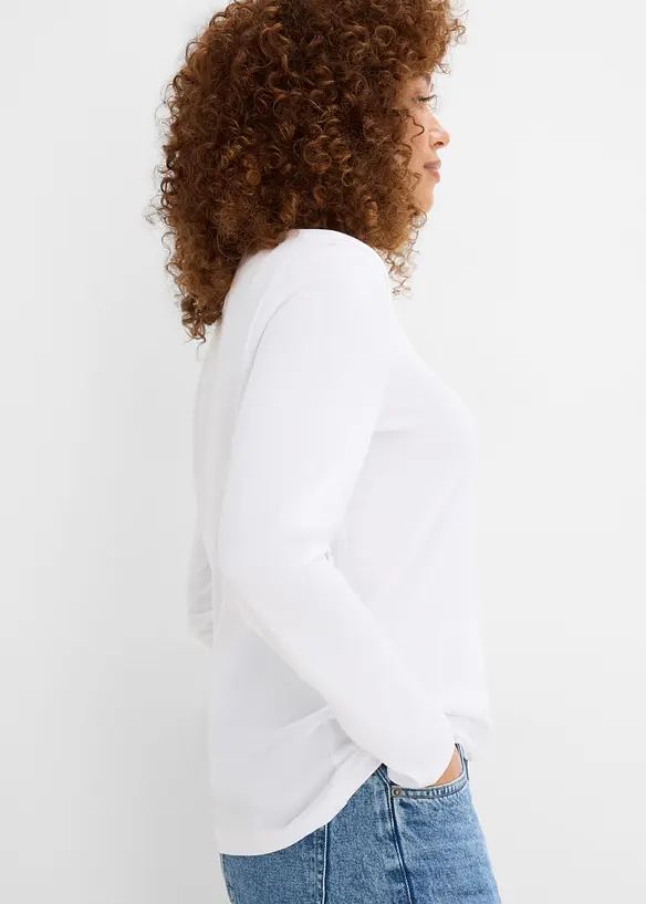 Maglia a maniche lunghe in puro cotone biologico (pacco da 3), bonprix