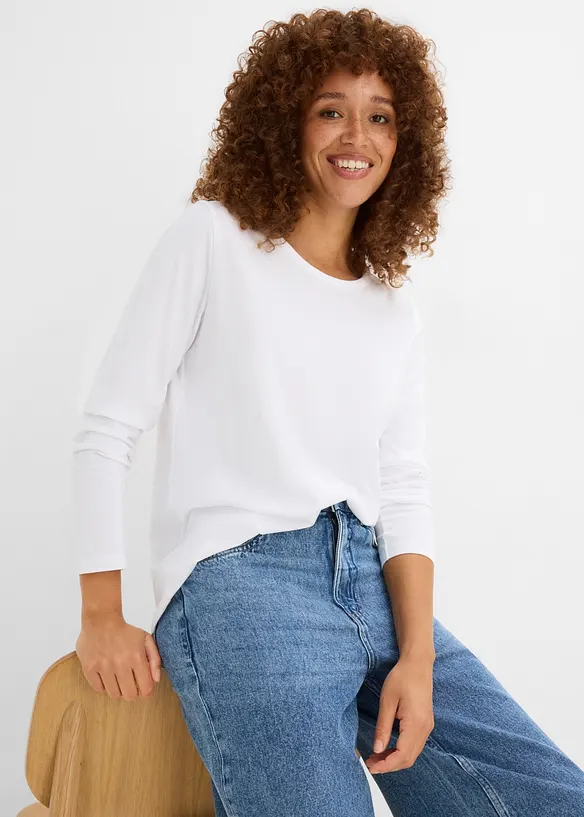 Maglia a maniche lunghe in puro cotone biologico (pacco da 3), bonprix