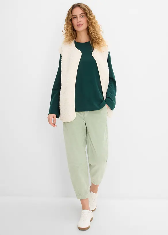 Pantaloni barrel in velluto di misto cotone elasticizzato, bonprix