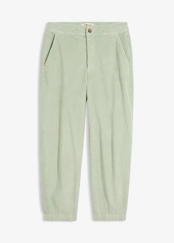 Pantaloni barrel in velluto di misto cotone elasticizzato, bonprix