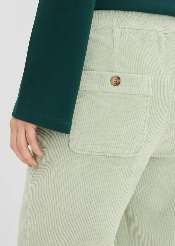 Pantaloni barrel in velluto di misto cotone elasticizzato, bonprix