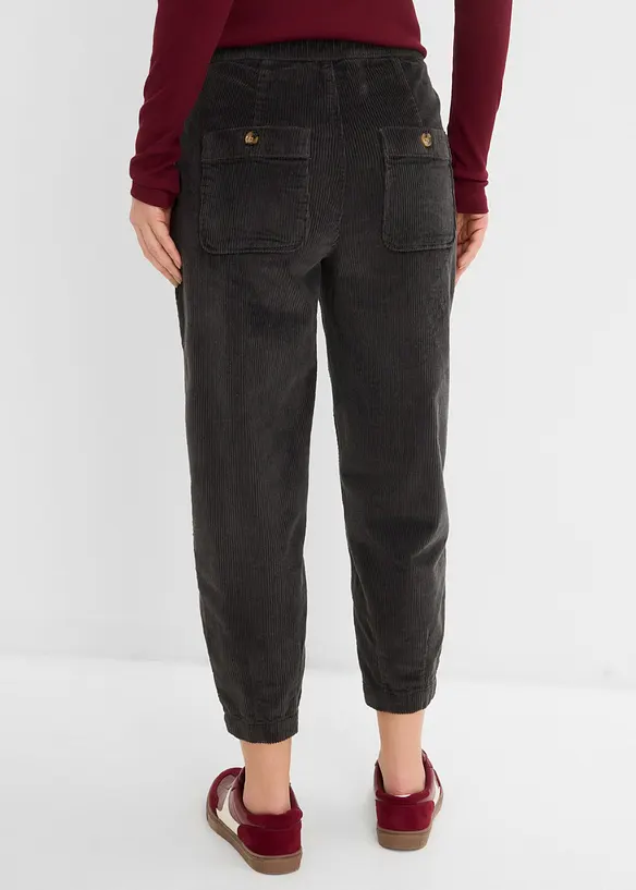 Pantaloni barrel in velluto di misto cotone elasticizzato, bonprix