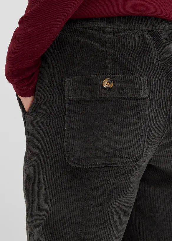 Pantaloni barrel in velluto di misto cotone elasticizzato, bonprix