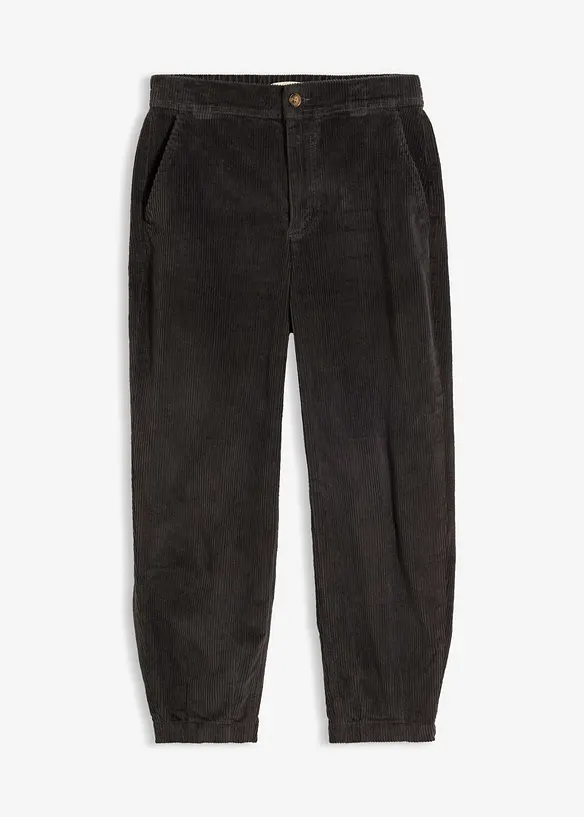 Pantaloni barrel in velluto di misto cotone elasticizzato, bonprix