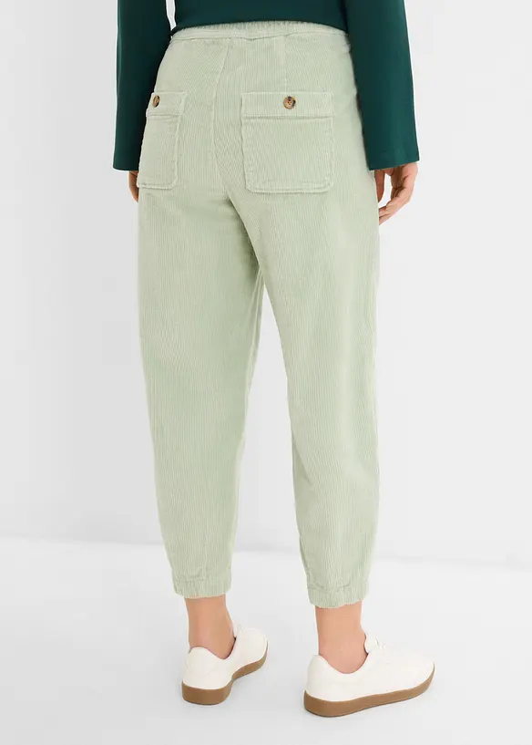 Pantaloni barrel in velluto di misto cotone elasticizzato, bonprix