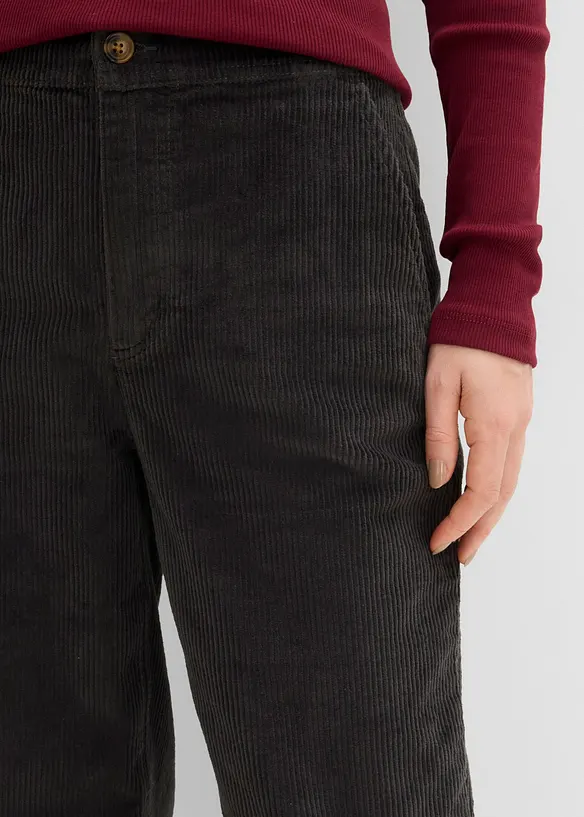 Pantaloni barrel in velluto di misto cotone elasticizzato, bonprix
