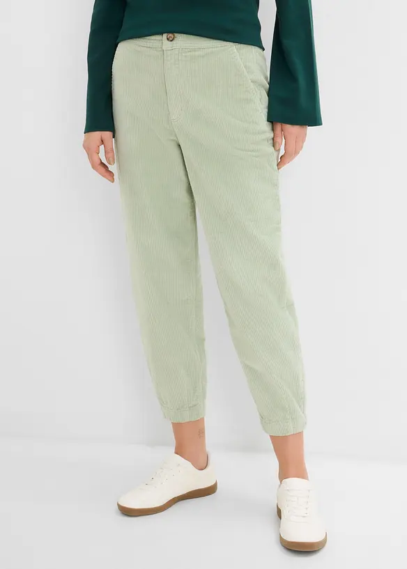 Pantaloni barrel in velluto di misto cotone elasticizzato, bonprix
