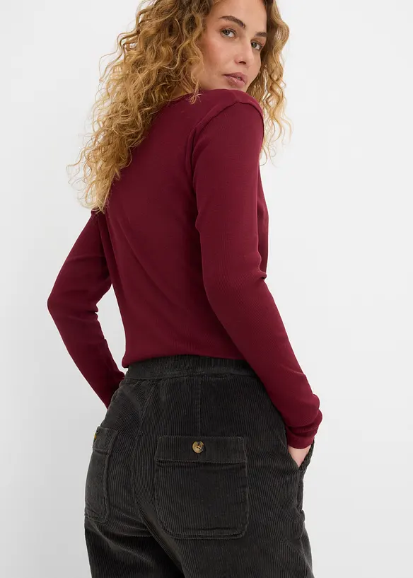 Pantaloni barrel in velluto di misto cotone elasticizzato, bonprix