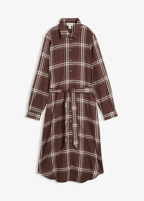 Abito midi in flanella di puro cotone, bonprix