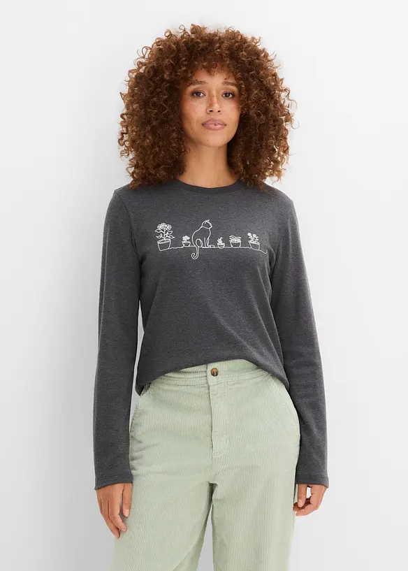 Maglia a maniche lunghe in misto cotone pesante, bonprix