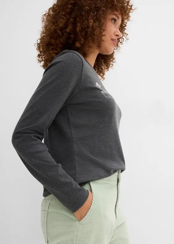 Maglia a maniche lunghe in misto cotone pesante, bonprix