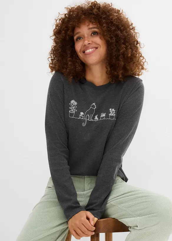Maglia a maniche lunghe in misto cotone pesante, bonprix
