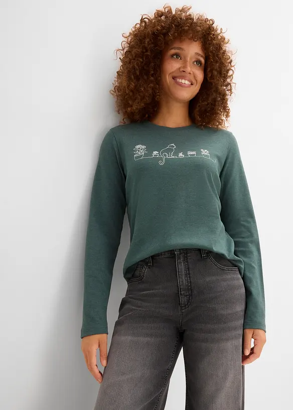 Maglia a maniche lunghe in misto cotone pesante, bonprix