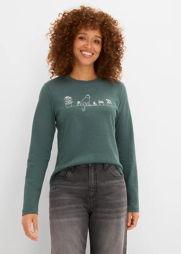 Maglia a maniche lunghe in misto cotone pesante, bonprix