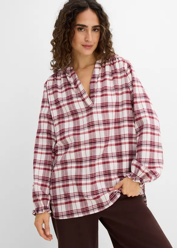 Blusa in flanella di puro cotone, bonprix