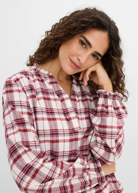 Blusa in flanella di puro cotone, bonprix