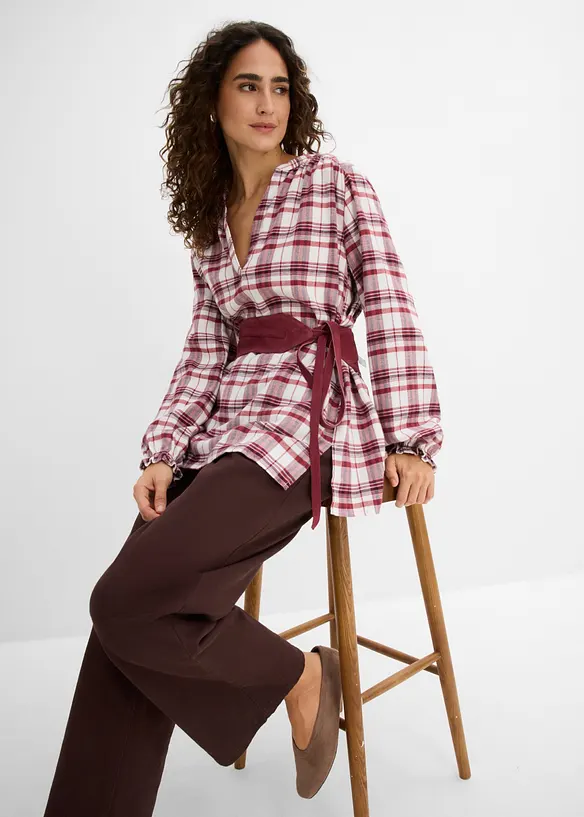 Blusa in flanella di puro cotone, bonprix