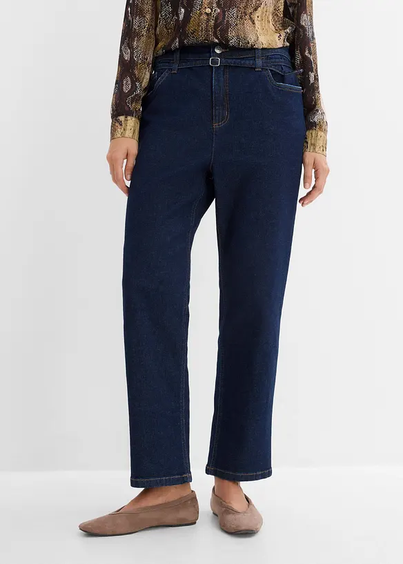 Jeans straight cropped, vita alta, bonprix