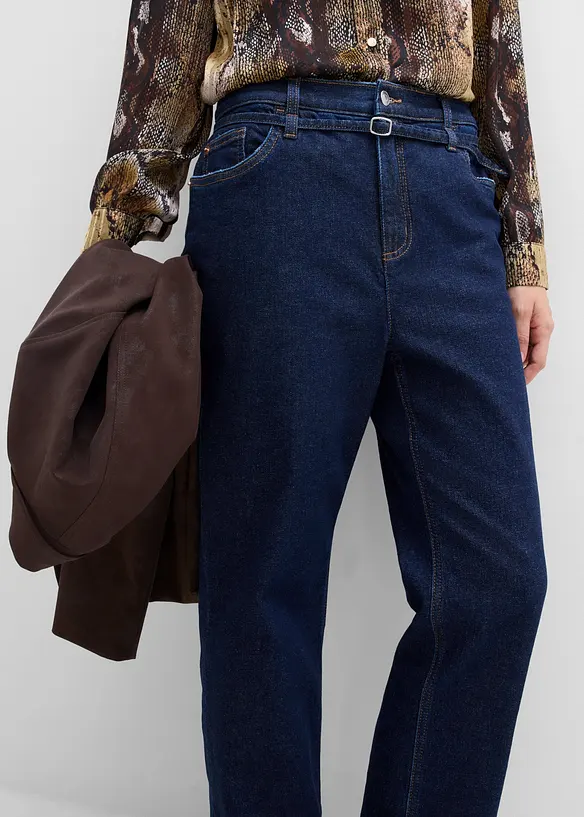 Jeans straight cropped, vita alta, bonprix