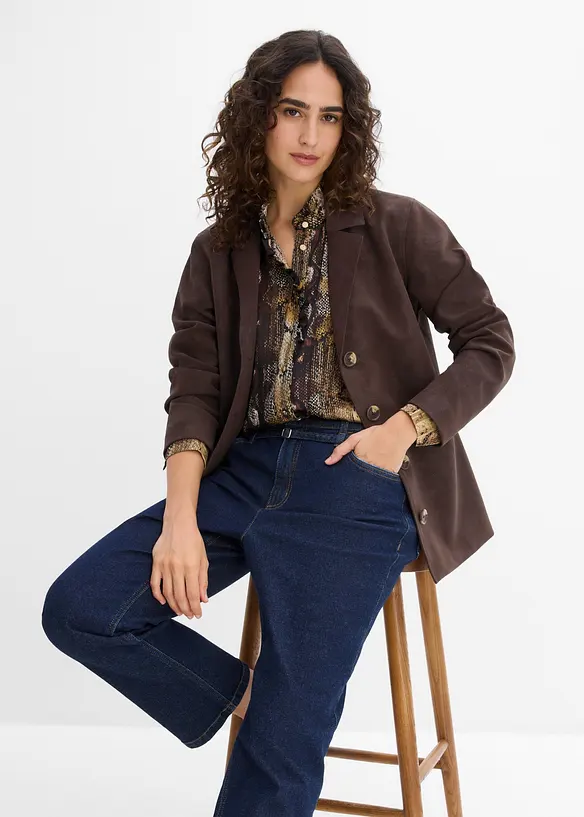 Jeans straight cropped, vita alta, bonprix