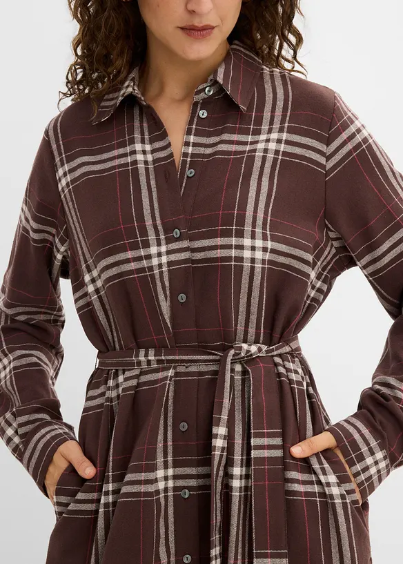 Abito midi in flanella di puro cotone, bonprix
