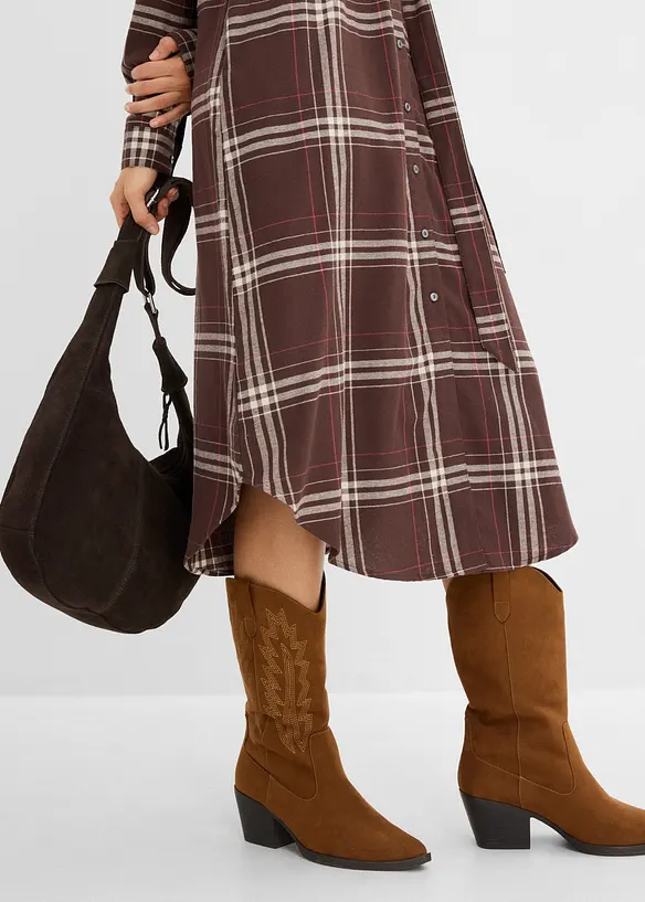 Abito midi in flanella di puro cotone, bonprix