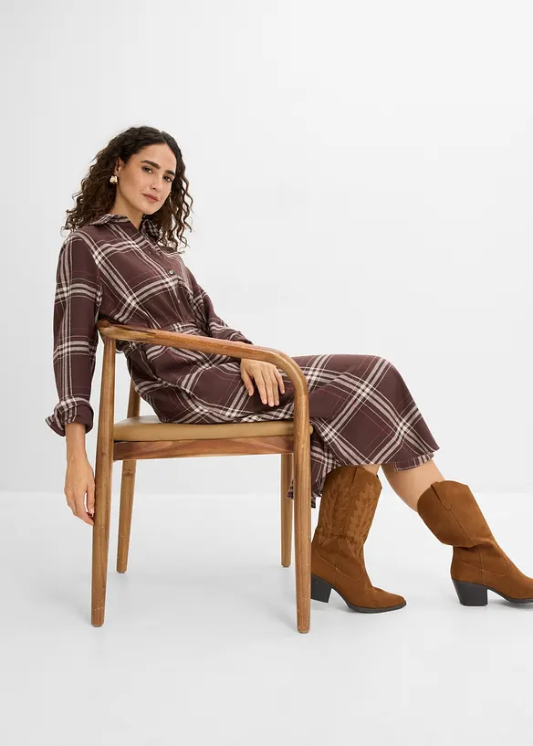 Abito midi in flanella di puro cotone, bonprix