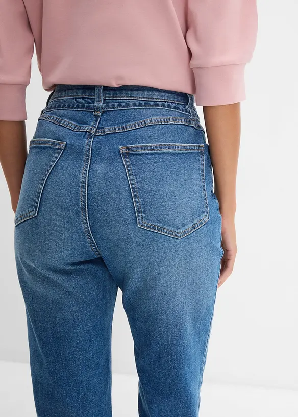 Jeans straight cropped, vita alta, bonprix