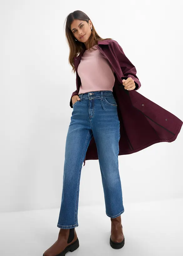 Jeans straight cropped, vita alta, bonprix