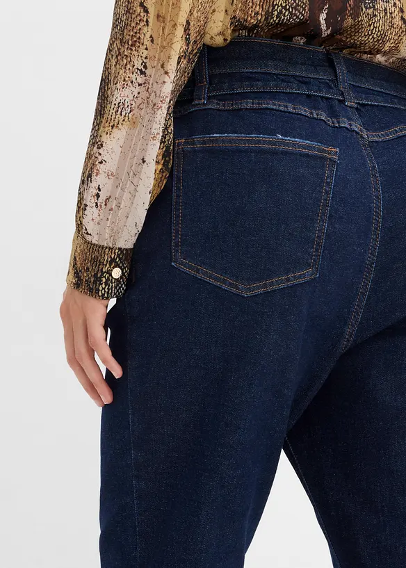 Jeans straight cropped, vita alta, bonprix