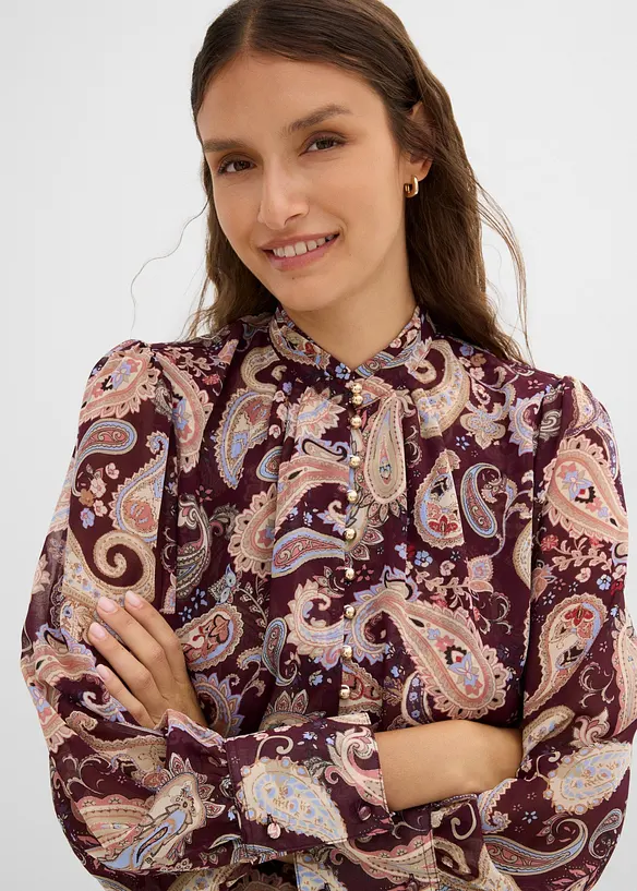 Camicetta di chiffon con colletto dritto, bonprix