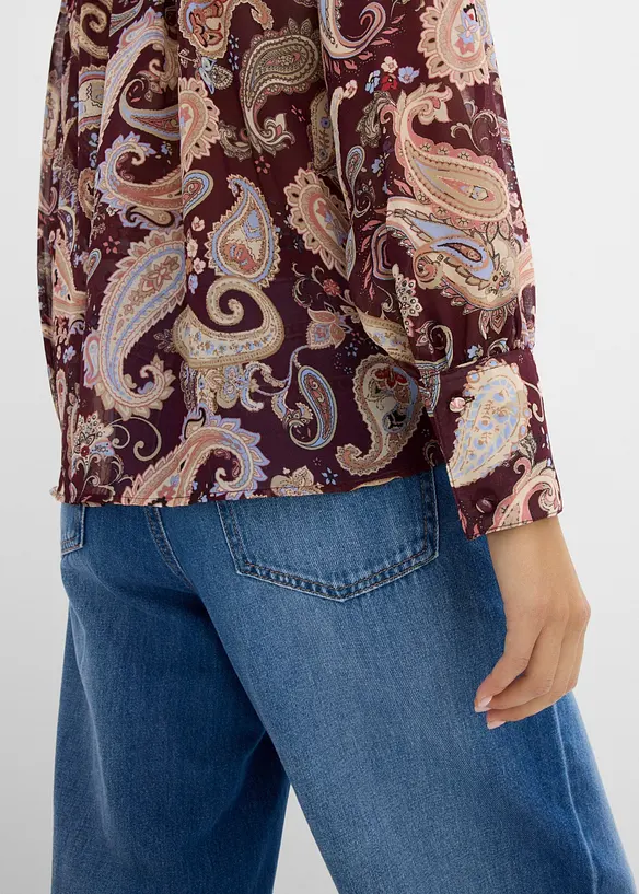 Camicetta di chiffon con colletto dritto, bonprix