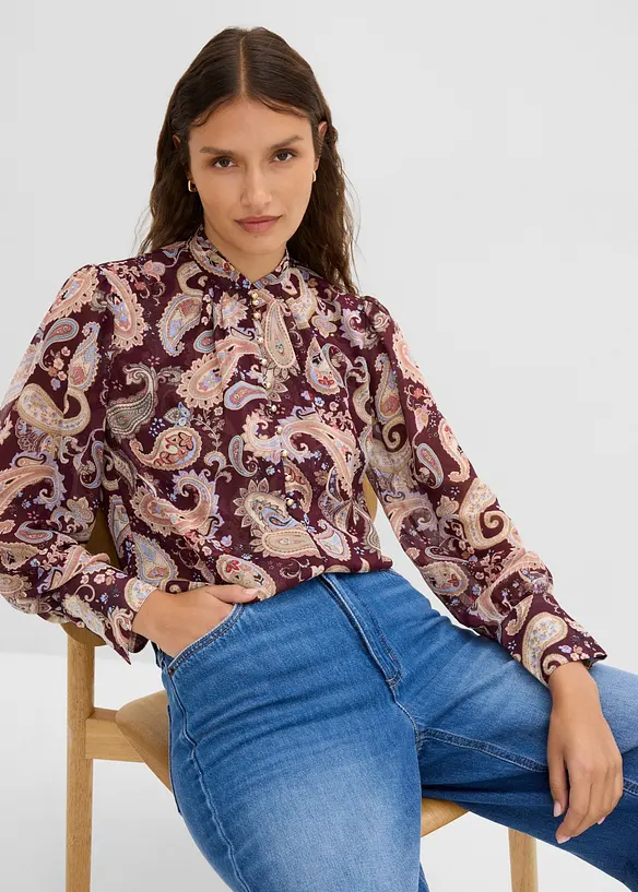 Camicetta di chiffon con colletto dritto, bonprix