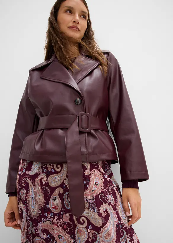 Trench corto in similpelle, bonprix