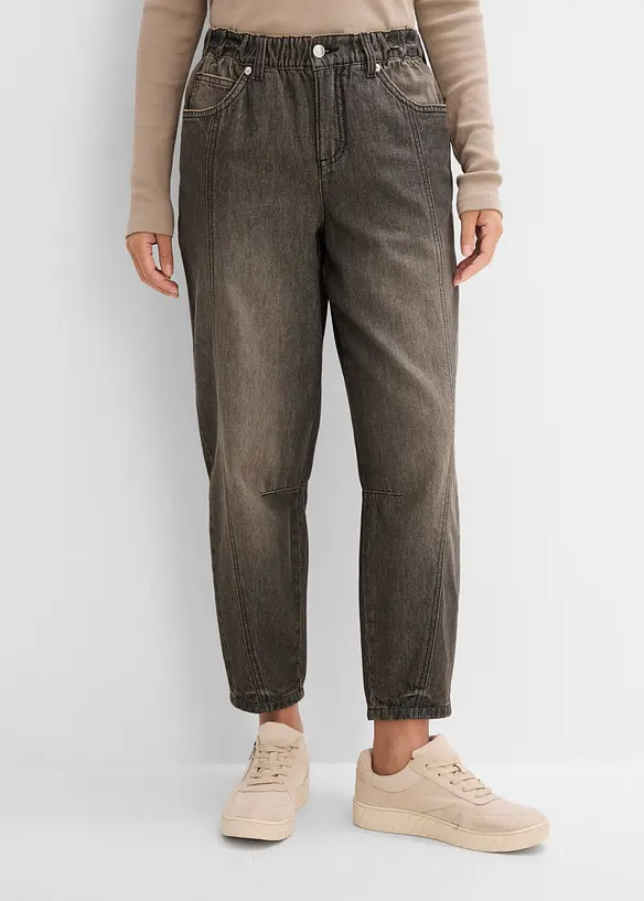 Jeans barrel con vita comoda, vita media, bonprix