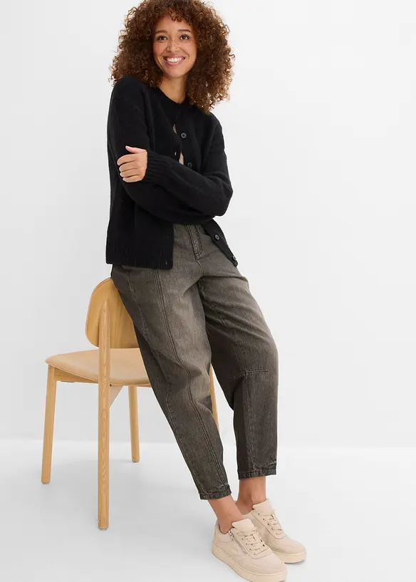 Jeans barrel con vita comoda, vita media, bonprix