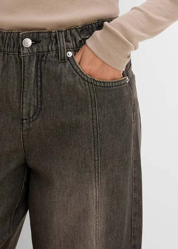 Jeans barrel con vita comoda, vita media, bonprix