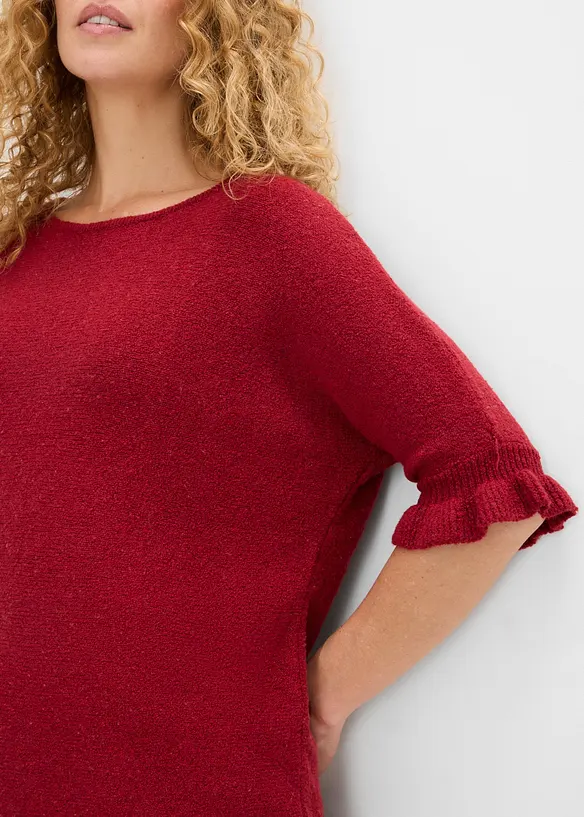 Maglione in misto cotone con maniche a volant, bonprix